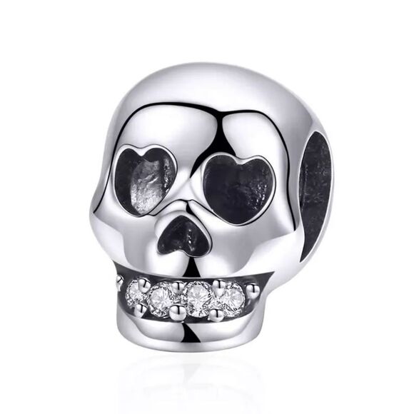 925 Sterling Silver Skull Charm - Picture 1 of 9